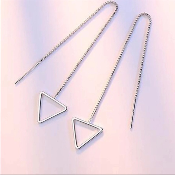 Sterling Silver 925 Triangles Earrings - Picture 1 of 4